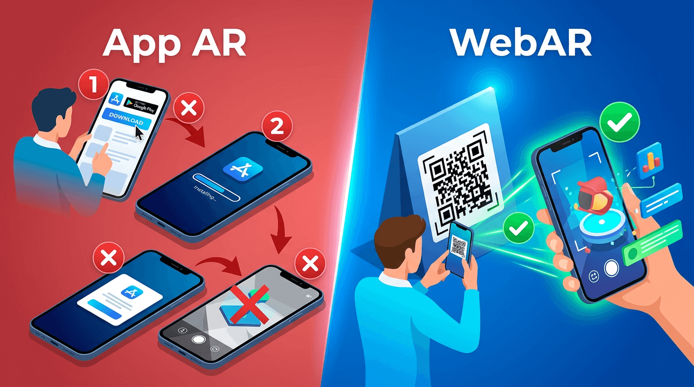 アプリ不要のAR（WebAR）が選ばれる5つの理由｜離脱率85%削減・コスト1/10の実力【2026年版】
